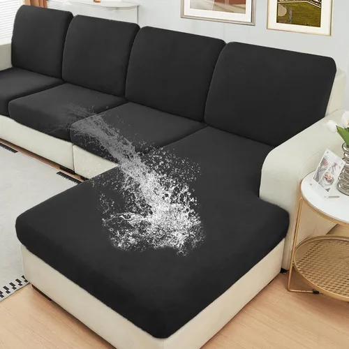 Vista 12 de NAISI Fundas de cojín impermeables de tela de terciopelo grueso lavable, 1 pieza, fundas individuales para sofá modular con parte inferior elástica