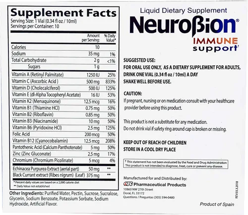 Vista 2 de Neurobion Apoyo inmunológico con equinácea y zinc 10 ampollas de 10 ml