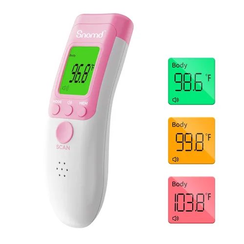 Vista 8 de Termómetro digital infrarrojo sin contacto para la frente para adultos, niños y bebés, termómetro médico de grado 3 en 1 con indicador de fiebre