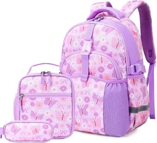 Vista 15 de Mochila infantil para niñas de 4 a 8 años, Blackorange-camión, Lindo