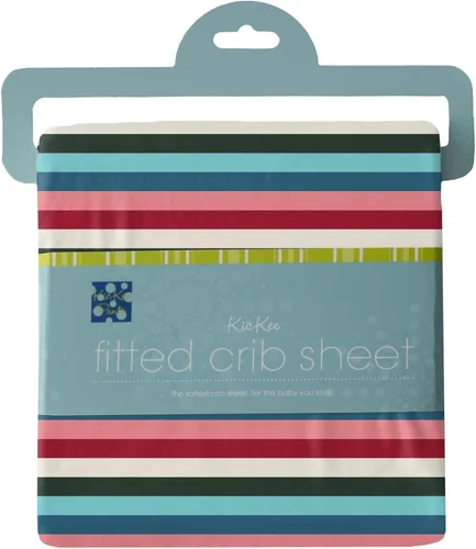 Vista 3 de KicKee Pants Sábana bajera estampada para cuna de bebé, colores sólidos adorables para colchón de cuna, hecha de viscosa de bambú para ropa de cama