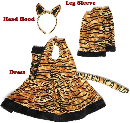 Vista 3 de EraSpooky Lindo disfraz de tigre para niñas, disfraz de Halloween de animales