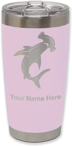 Vista 25 de LaserGram Vaso aislado al vacío de 20 onzas, tiburón martillo, grabado personalizado incluido (negro)