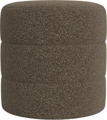 Vista 10 de HomePop Otomana redonda tapizada de piel sintética (sin tapa, solo asiento) HomePop Decoración para el hogar Pouf redondo para reposapiés – Piel