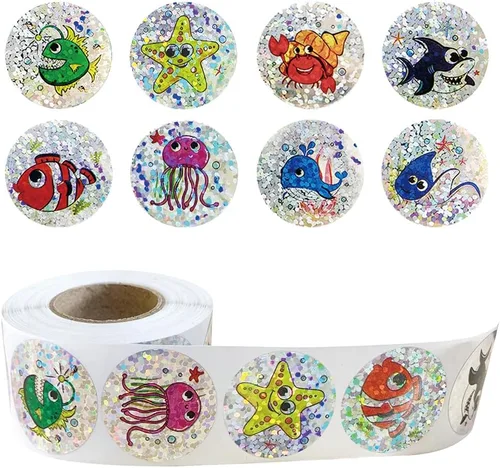 Vista 16 de 500 piezas de rollo de calcomanías lindas de patas de perro en glitter, etiquetas adhesivas de huellas de perro negro, etiquetas de vinilo Patas