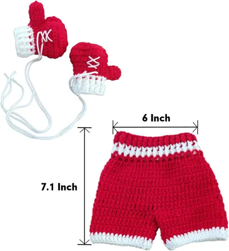 Vista 3 de Trajes de fotografía para recién nacidos, para sesión de fotos de ganchillo, conjunto de traje de punto, sombrero y pantalones
