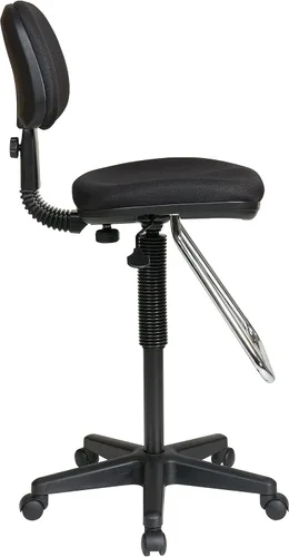 Vista 2 de Office Star DC Series - Silla de dibujo neumática ajustable con reposapiés de lágrima cromada, tela negra icono