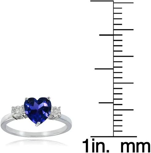 Vista 3 de Ice Gems Anillo de plata de ley con zafiro azul y corazón