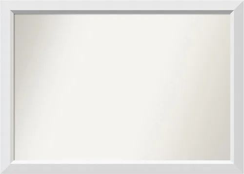 Vista 185 de Amanti Art Espejo de baño blanco para sobre el fregadero, 24 x 26 pulgadas, espejo rectangular blanco y blanco, marco de madera contemporáneo