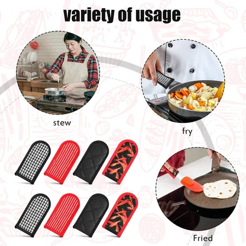 Vista 2 de Geiserailie 8 piezas de funda de hierro fundido para mango de sartén resistente al calor, soportes antideslizantes para ollas, asas lavables a
