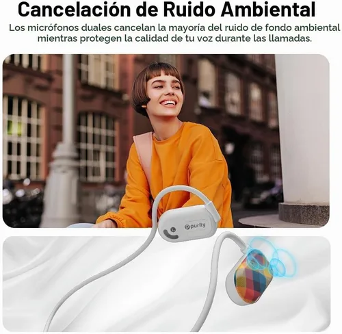 Vista 4 de Auriculares Purity Air de oído abierto - Auriculares inalámbricos Bluetooth de conducción de aire con micrófono dual para iPhone/Android - Comodidad