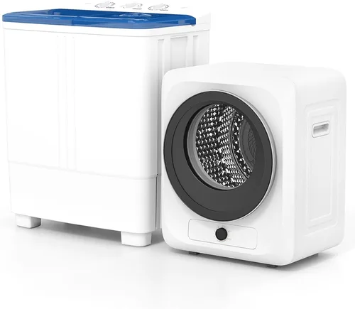 Vista 13 de Auertech Lavadora y Secadora Portátil Combinada, Lavadora de Dos Bañeras de 20 Libras, Secadora de Ropa Compacta de 1.5 Pies Cúbicos, Juego