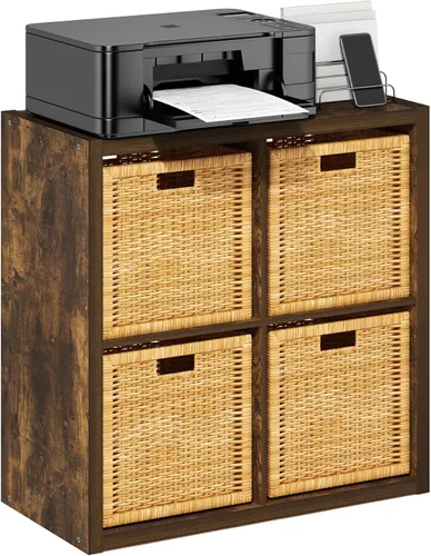 Vista 35 de Furinno Estantería para cubículos, estantería apilable, organizador de almacenamiento en cubos con parte trasera abierta, extragruesa, 15.8 x 15.8 x