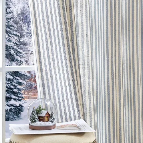 Vista 31 de jinchan Linen Blackout Curtains Back Tab 96 Inch 2 Panels Striped Blue Blue Stripe Lined