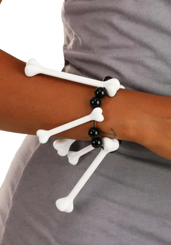 Vista 2 de Pulsera Accesorio de Disfraz de Huesos de Hombre de las Cavernas Multicolor