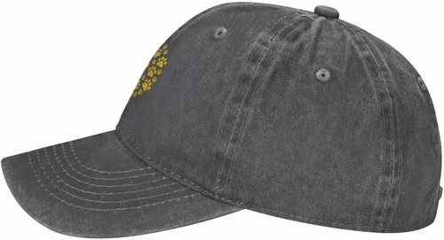 Vista 3 de Wisedeal Gorra de béisbol vintage con estampado de pata de girasol para mujer, ajustable, lavada, para mamá y papá