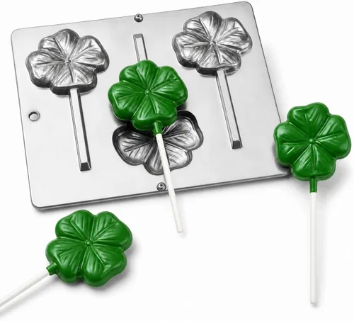 Vista 2 de Cuatro hojas trébol/trébol piruleta chocolate caramelo molde Día de San Patricio 4001