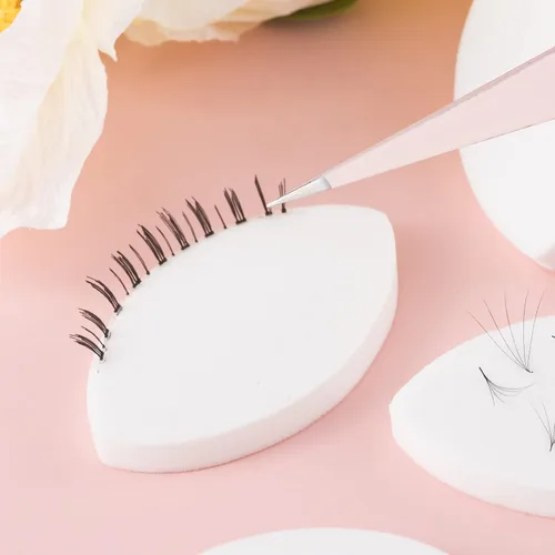 Vista 3 de OIIKI Esponja de práctica en forma de ojo – 10 esponjas de ejercicio de pestañas para principiantes – Suministros para extensiones de pestañas