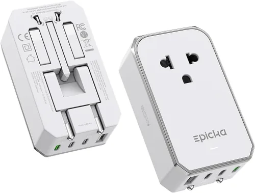 Vista 10 de EPICKA Adaptador de viaje universal Air 20W PD&QC con 1AC/3USB-C/1USB-A