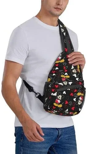 Vista 7 de mic-k-e-y - Bolso bandolera para mouse mochila cruzada bolso ligero de un solo eslinga mochilas para hombres y mujeres cruzado en el pecho