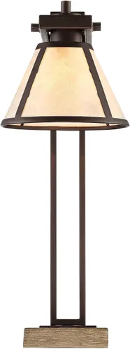 Vista 9 de Franklin Iron Works Maricopa - Lámpara de mesa rústica de escritorio con USB y toma de corriente alterna en la base de 21.25 pulgadas, pantalla