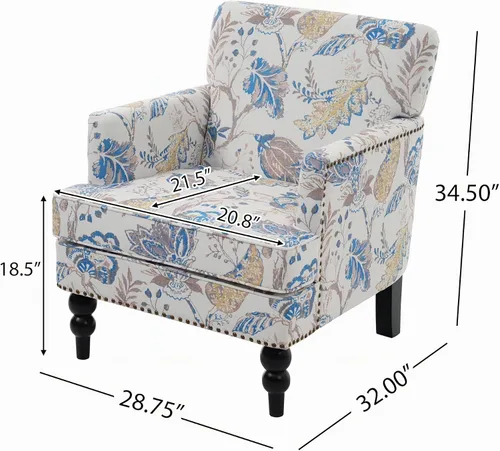 Vista 2 de Christopher Knight Home Eve Modern - Silla tapizada de madera, silla decorativa para sala de estar, silla de lectura cómoda para dormitorio, sillón