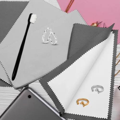 Vista 4 de 6 herramientas de limpieza de joyas, el kit de limpieza de joyas incluye 2 paños de joyería y 2 cepillos ultrasuaves, paño de pulido para diamantes