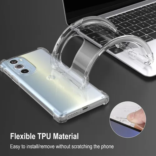 Vista 6 de Cresee Funda para Motorola Edge Plus 2022/Edge Plus 5G UW 2022, funda transparente con parachoques de esquina reforzado, ajuste delgado, funda