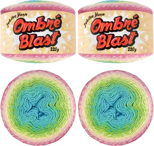 Vista 31 de JubileeYarn - Hilo Ombré Blast (7.76 oz/torta de algodón para bebé, 1 torta)