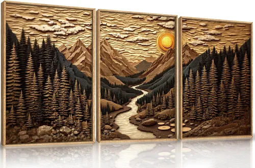 Vista 48 de HPINUB - Lienzo decorativo abstracto moderno para pared, juego de 3 impresiones artísticas enmarcadas, pintura de pared grande en blanco y negro, 16