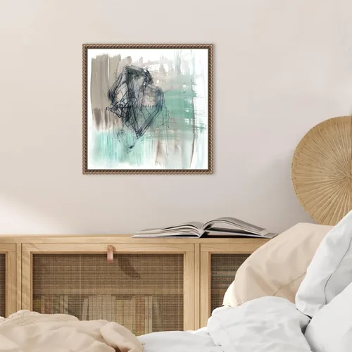 Vista 5 de Amanti Art Framed Canvas Wall Art 16x16 Scribble Scrabble II by Jennifer Goldberger, Framed Wall Art Canvas, Abstract Artwork, Traditional Decor