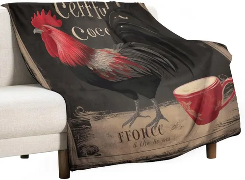 Vista 40 de Manta de microfibra suave y acogedora con diseño de gallo rústico en blanco y negro, suave y acogedora manta de microfibra para sofá, cama, oficina