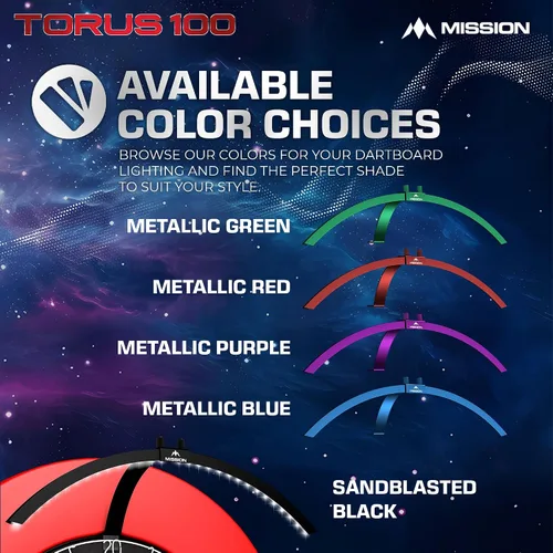 Vista 3 de Mission Darts TOR100 Torus 100 Tablero de Dardos LED Plegable Portátil Sistema de Iluminación de Viaje