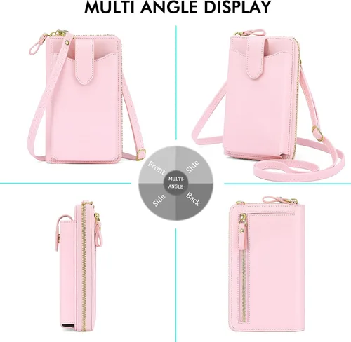 Vista 2 de Peacocktion - Bolso pequeño para teléfono celular, para mujeres, minibolso de hombro ligero para cruzarse por el cuello, con ranuras para tarjetas