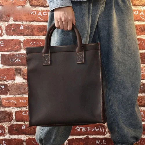 Vista 2 de Ztimi Retro Handbag Business Commuter Men's Shoulder Bag Messenger Bag Men's Bag Backpack
