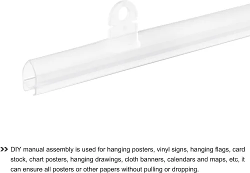 Vista 5 de MECCANIXITY Barra de tiras de PVC para colgar pósteres, 9.8 in, transparente, con clips para póster, mapa, juego de 4