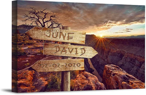 Vista 12 de Bosque Otoñal Foto o Impresiones en Lienzo Personalizadas Únicas con Nombres de la Pareja y Fecha Especial en Letrero, Regalo Perfecto