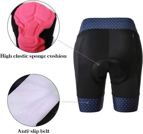 Vista 5 de CATENA Pantalones cortos de bicicleta para mujer con acolchado 3D, para bicicleta de carretera, multicolor