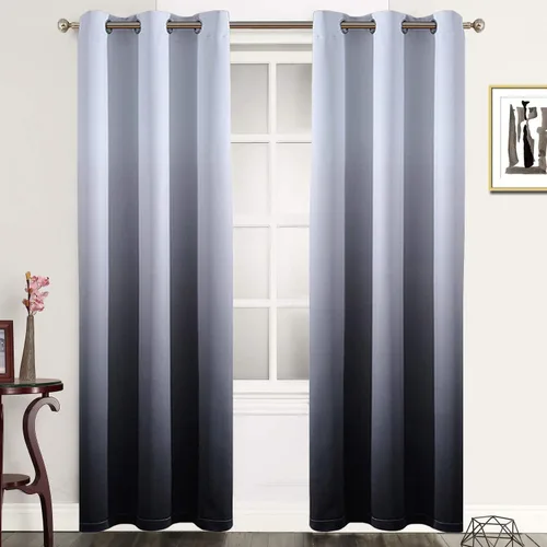 Vista 39 de SimpleHome Cortinas degradadas degradadas para oscurecer la habitación de 36 pulgadas de largo para dormitorio, con ojales y bloqueo de luz Negro