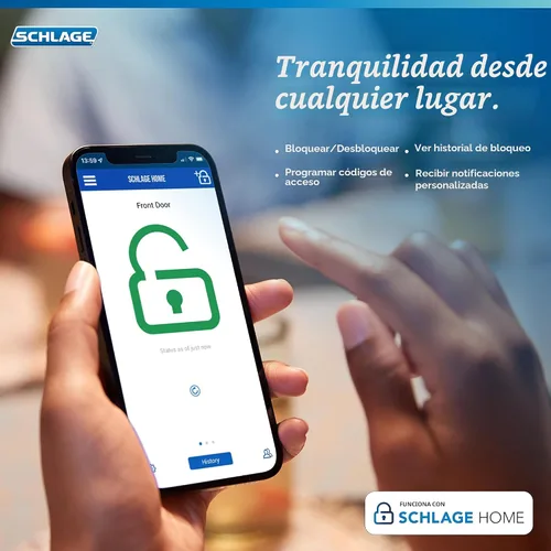 Vista 10 de Schlage - Cerradura inteligente Wi-Fi de codificación con borde Camelot en bronce envejecido