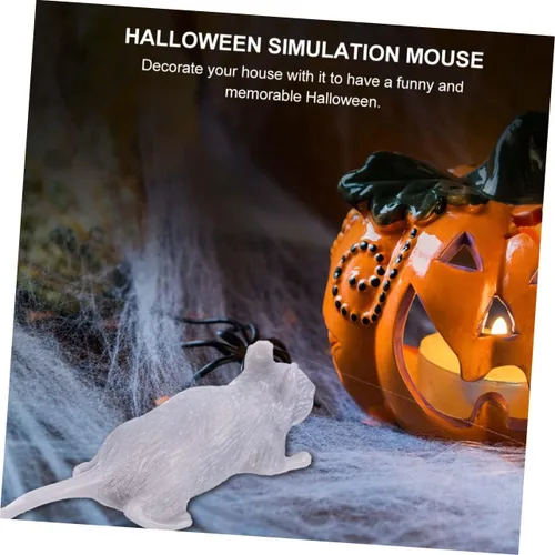 Vista 6 de 10pcs Halloween Simulation Plastic Fake Mice Tricky Decorations for Indoor Outdoor Party Scary Prank Props Lightweight Reusable Gray