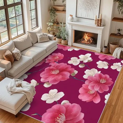 Vista 8 de Daisy Rugs for Entryway, 2x3 ft, Oil Painting Flower Area Rugs for Bedroom Kitchen Entrance, Soft Non Slip Washable Botanical Floral Indoor Door Mat