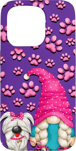 Vista 13 de iPhone 11 - Cosas de gnomo púrpura para mujer, patrón de pata rosa para perro, mamá
