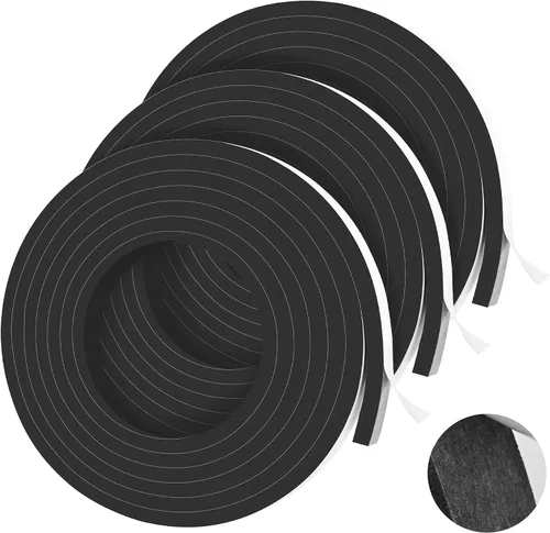 Vista 11 de 20 pies de cintas de espuma autoadhesivas Tiras de sello de espuma de 1 pulgada x 1/2 pulgada x 10 pies cada rollo Burletes de alta resistencia