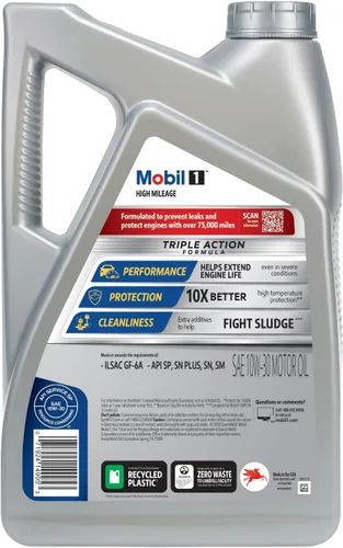 Vista 3 de Mobil 1 (120769) aceite de motor para alto kilometraje 5W-30, 5 cuartos de galón