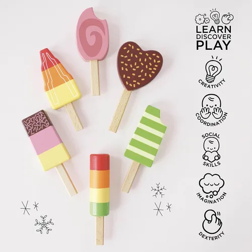 Vista 4 de Le Toy Van Honeybake Collection - Juego de paletas de hielo, juguetes de madera de primera calidad para niños a partir de 3 años (TV284)