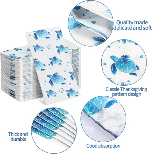 Vista 3 de Yisong 100 toallas de mano desechables de tortuga, servilletas de papel para baño, invitados, toallas suaves decorativas, suministros de fiesta