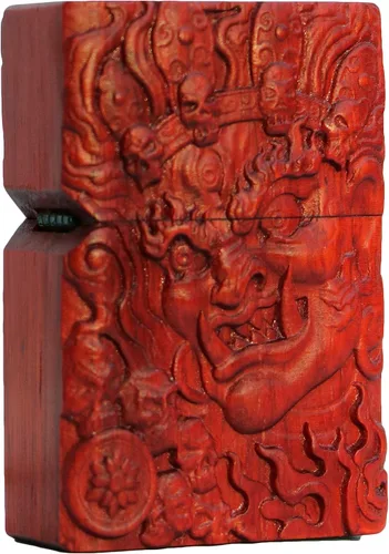 Vista 4 de Carcasa exterior de palisandro Huanghuali natural tallado para módulo Zippo (1000 brazos Avalokiteshvara de la diosa 3#)