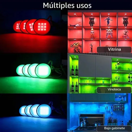 Vista 3 de Luces de disco RGB enchufables, iluminación con cable debajo del gabinete