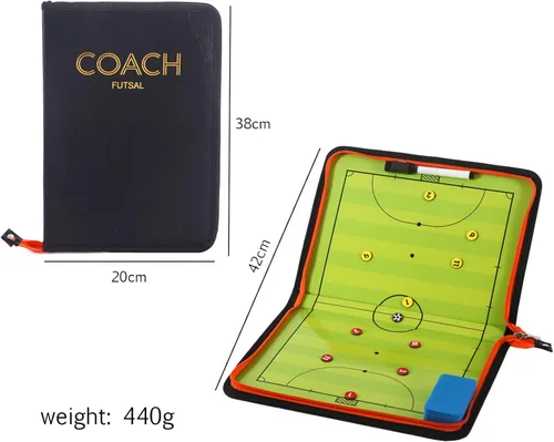 Vista 3 de Pure Vie Tabla magnética de tácticas de entrenamiento de fútbol, portapapeles de fútbol portátil para entrenadores de fútbol de borrado en seco